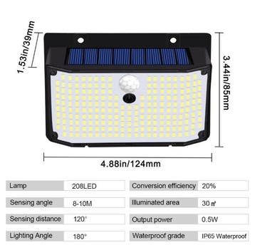 158 LED Solar Wandlamp met Bewegingssensor Buitenlamp, Verzenden, Nieuw