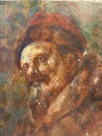 Pacifico Sidoli (1868-1963) - Ritratto maschile con berretto