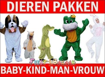 Dierenpak Dierenkleding Dieren Kostuum Dierenpakken, Ophalen of Verzenden, Nieuw, Overige thema's, Kleding