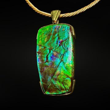 Uitzonderlijke hanger - ammoliet en goud Sieraden - Hoogte: