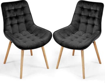 Eetkamerstoelen - Set van 2 - Fluweel - Zwart - MIADOMODO®, Huis en Inrichting, Verzenden, Zo goed als nieuw