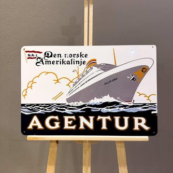 Den Norske Amerikalinje Agentuur Vintage Sign – 60x40 cm –