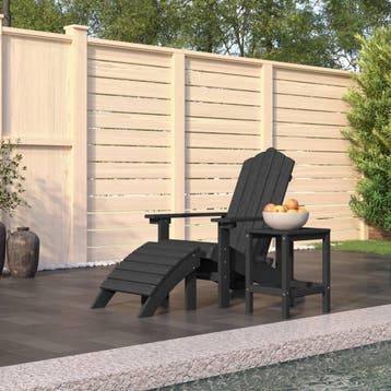 vidaXL Tuinstoel Adirondack met voetenbank tafel HDPE, Tuin en Terras, Tuinstoelen, Verzenden, Nieuw