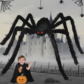 Enorme Zwarte Pluche Spin - Halloween Decoratie 30-200cm, Verzenden, Nieuw