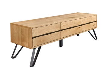 TV-onderkast LIVING EDGE 160 cm eikenhout met zwarte poten -, Ophalen of Verzenden, Nieuw
