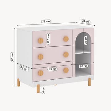 Kindercommode Vaarentaa met 3 lades 2 open vakken 79x41x66 c, Verzenden, Nieuw