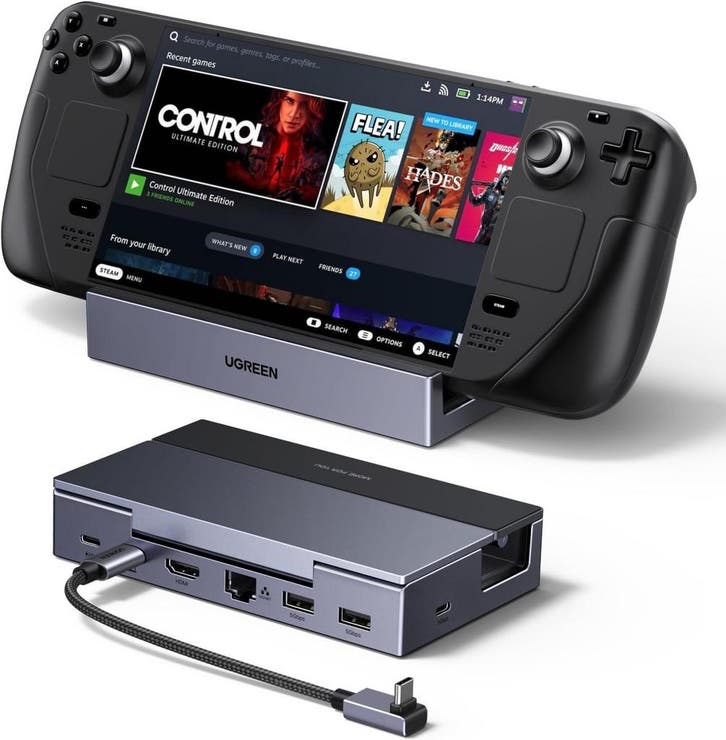 Steam Deck Dock 4K 120Hz | Retourdeal 46% Korting, Computers en Software, Dockingstations, Harde schijf, Nieuw, Docking station