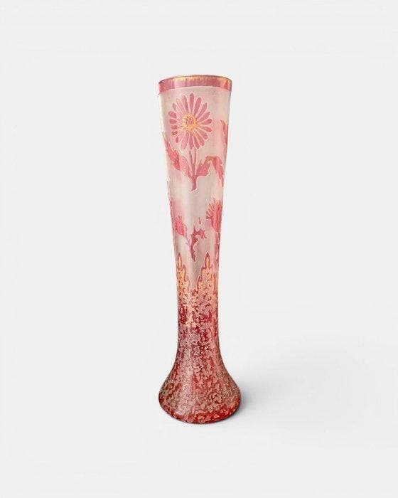 Vaas - Glas, Goud - Daum transitionele vaas, Antiek en Kunst, Antiek | Glas en Kristal