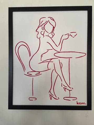Liesens - My favorit bistrot (Handpainted on white canvas