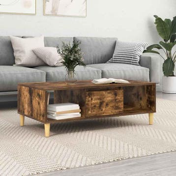 vidaXL Salontafel Gerookt eiken 102 x 55 x 35 cm Bewerkt, Verzenden, Nieuw, Overige houtsoorten, 50 tot 100 cm