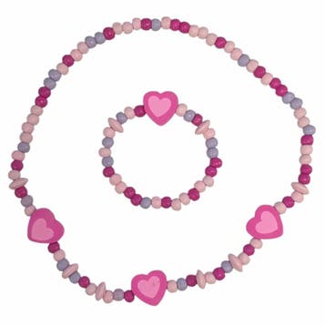 Fako Bijoux - Kinderketting en Armband - Hartjes Roze, Verzenden, Nieuw
