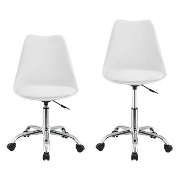 Bureaustoel Atherton op wielen 83-93x48x55 cm wit, Verzenden, Nieuw