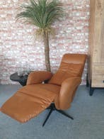 Relaxfauteuil Delden Microleder Cognac - Elektrisch + Accu, Verzenden, Minder dan 75 cm, Nieuw, Modern, stijlvol, tijdloos