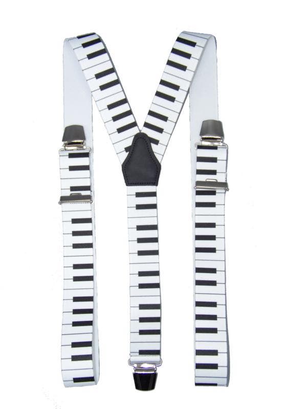 Bretels Piano (wit) met extra sterke clips, Kleding | Heren, Riemen en Ceinturen, Nieuw, Verzenden