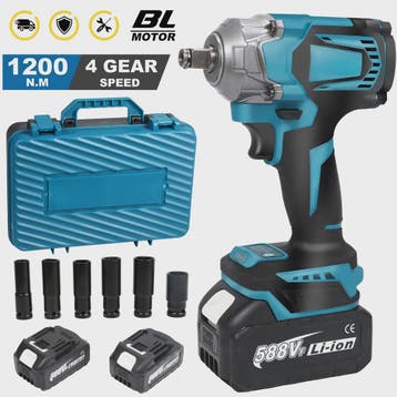 Krachtige 1200Nm Brushless Accu-slagmoersleutel 1/2" met LED, Verzenden, Nieuw