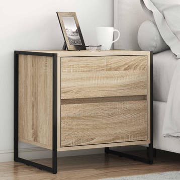 vidaXL Nachtkastje Sonoma 50 x 39,5 x 50 cm Bewerkt hout, Minder dan 45 cm, Verzenden, Nieuw, Minder dan 55 cm