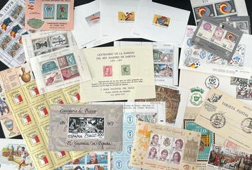 Spanje 1972 - Luxe proefdrukken. Partij van 27 blaadjes en, Postzegels en Munten, Gestempeld