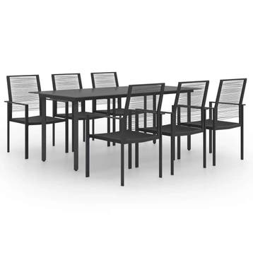 vidaXL 7-delige Tuinset, Verzenden, 6 zitplaatsen, Nieuw, Rvs