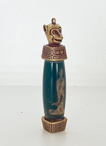 Tibetaans amulet met prachtige DZI-parel Kwan Yin, Chinees