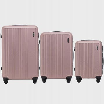 WINGS ABS Trolley Set van 3 (20", 24", 28") - Champagne & Na, Verzenden, Nieuw