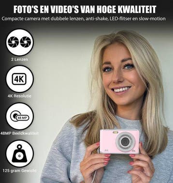 2dekans | K&L Digitale Camera 4K - Fototoestel - Fotocamera, Ophalen of Verzenden, Zo goed als nieuw
