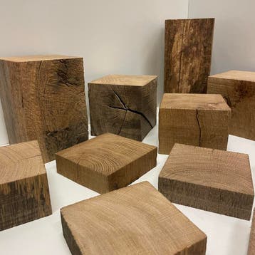 Handgemaakte verouderd eiken display blokken en verhogers, Nieuw, Hout