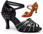 Latin Salsa Dames Dansschoenen opgewerkt met ruim 200 strass, Ophalen of Verzenden, Nieuw, Schoenen