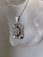 Zilver, Smokey Quartz - Ketting met hanger - Art Deco