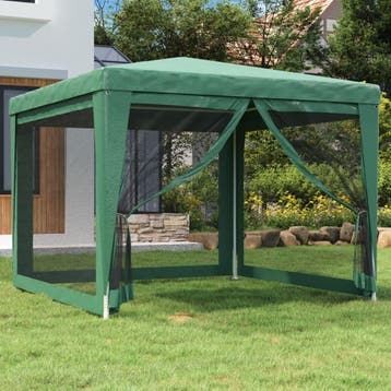 vidaXL Partytent met 4 mesh zijwanden 3x3 m HDPE groen, Verzenden, Nieuw, Partytent