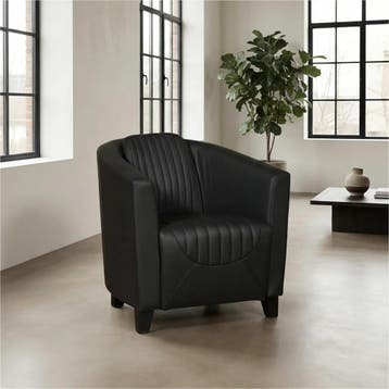 Leren fauteuil Press Special - Toledo Nero (zwart) - Poten, Huis en Inrichting, Fauteuils, Nieuw, Ophalen of Verzenden, Eigentijds, Klassiek, Retro, Romantisch, Vintage
