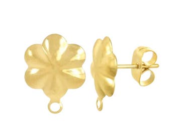 2 x oorbelsteker bloem – ca. 13,5 x 10 mm – oogje: 1 mm, Ophalen of Verzenden, Nieuw, Kraal