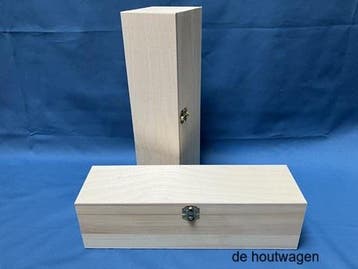 houten wijnkist enkel of dubbel voor 2 flessen., Nieuw, Ophalen of Verzenden, Minder dan 5 flessen, Minder dan 50 cm