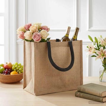 vidaXL Jute handtassen 50 Naturel en Zwart 26 x 22 x 14 cm, Verzenden, Nieuw