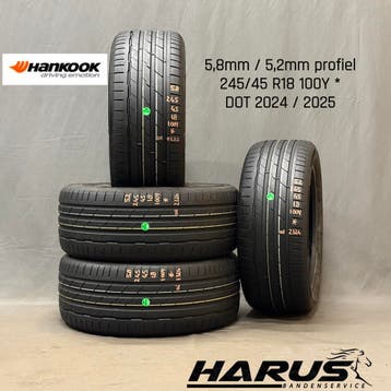 245/45/18 100Y * Hankook zomerbanden 5,8/5,2mm profiel 4X, Auto-onderdelen, Banden en Velgen, 18 inch, Ophalen of Verzenden, Band(en)
