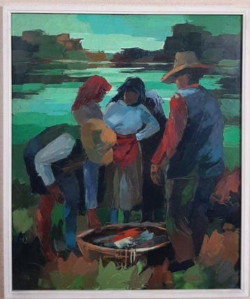 Giuseppe Bertolini (1939) - Il cesto di pesce, Antiek en Kunst