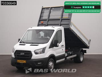 Ford Transit 165pk Kipper Dubbellucht 3,5t Trekhaak Airco Ca, Stof, Gebruikt, Euro 6, Wit