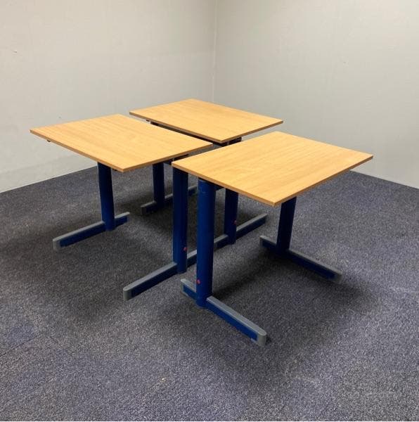 complete set 3 schooltafels,  Presikhaaf (stip rood), Beuken, Huis en Inrichting, Tafelonderdelen, Gebruikt, Ophalen of Verzenden