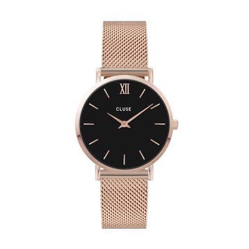 Cluse Minuit Mesh Black, Rose Gold Colour, Verzenden, Nieuw