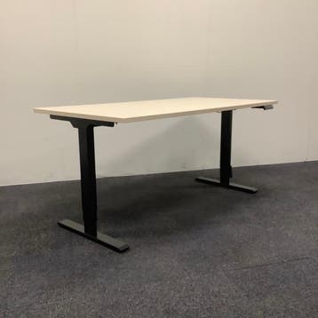 Refurbished elektrische zit-sta bureau, 160x80 cm, Ahorn, Ophalen of Verzenden, In hoogte verstelbaar, Nieuw