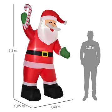 Opblaasbare Kerstman Met Zuurstok, 250 Cm, Met LED, Blower,, Verzenden, Nieuw
