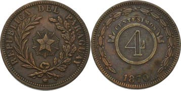 4 Centesimos 1870, Paraguay Republik, Verzenden