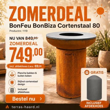 BonFeu BonBiza 80 Corten BBQ  €749 + gratis hoes t.w.v. €69, Verzenden, Nieuw, BonFeu