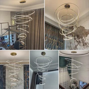 Luxe LED Trappenhuis Hanglamp - Moderne Ring Kroonluchter vo, Verzenden, Nieuw
