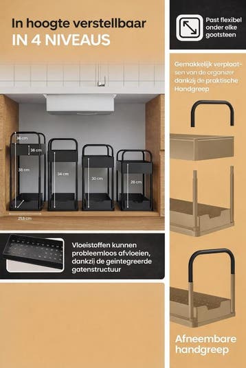 2dekans | Heldenwerk Gootsteenorganizer - 2 Laags - In, Ophalen of Verzenden, Zo goed als nieuw