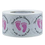 500 Stickers Op Rol - 2.5cm - Babyshower Roze -, Verzenden, Nieuw