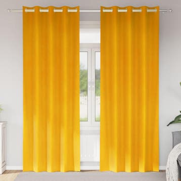 vidaXL Verduisterende gordijnen 2 st Mosterdgeel 140 x 260, Verzenden, Nieuw