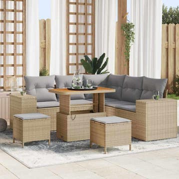 vidaXL Tuin Sofa Set 8 st Beige poly rattan, Verzenden, Nieuw, 8 zitplaatsen