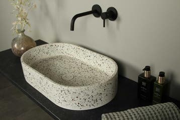 Stijlvolle Terrazzo wasbakken, ruime keuze, direct leverbaar, Ophalen of Verzenden, Nieuw, Steen, Wastafel