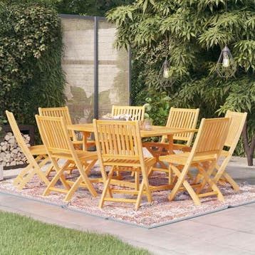vidaXL 9-delige Tuinset massief teakhout, Tuin en Terras, Verzenden