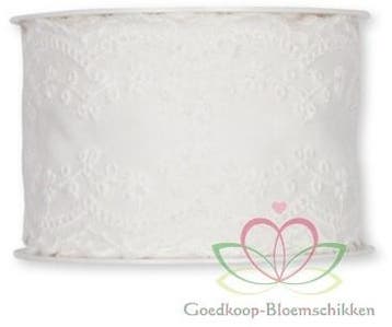 Broderie Katoen Kant Wit 50mm 3 meter per rol, Ophalen of Verzenden, Nieuw